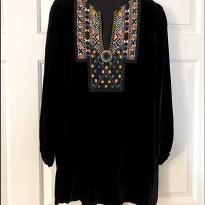 Unique Zara crushed velvet black minidress